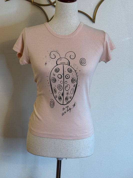 “Be My Little Lady” Pink Rhinestone Ladybug Tee