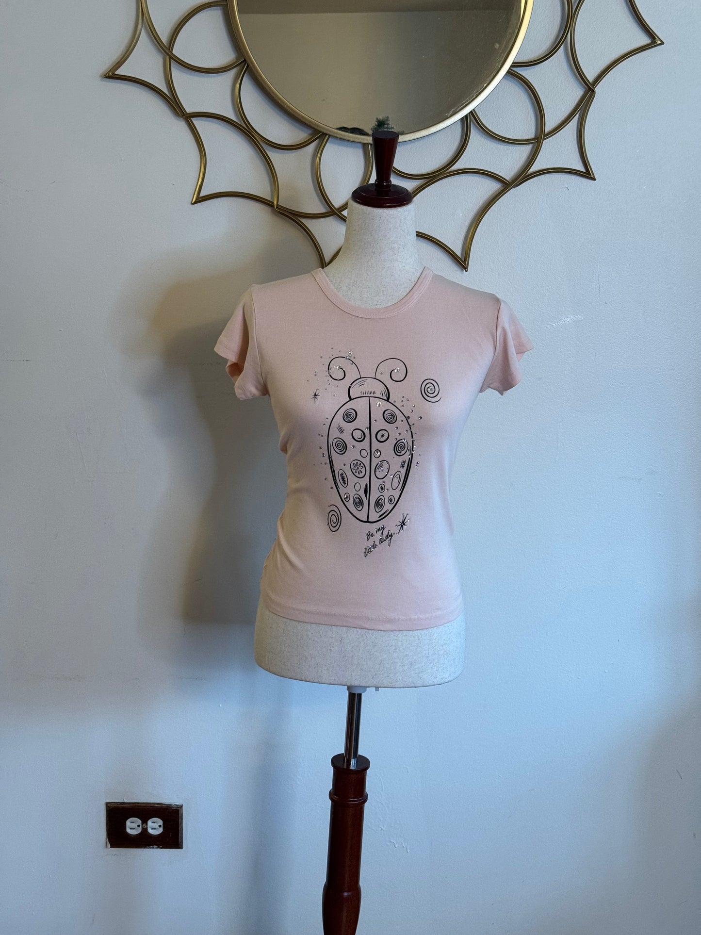 “Be My Little Lady” Pink Rhinestone Ladybug Tee