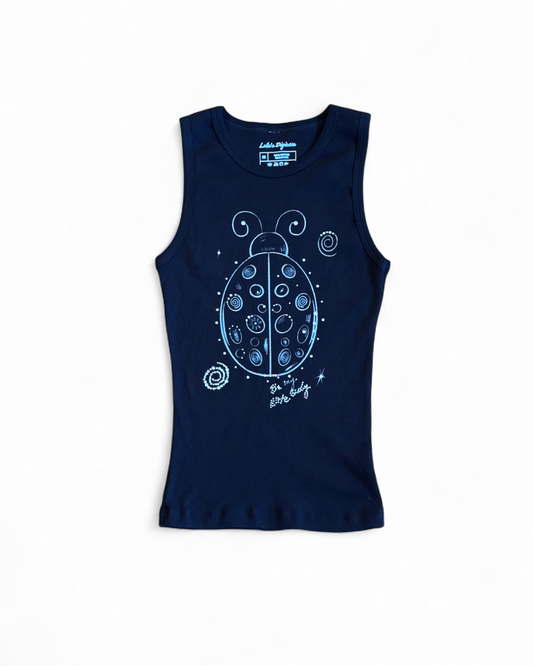 “Be My Little Lady” Black Rhinestone Ladybug Tank Top