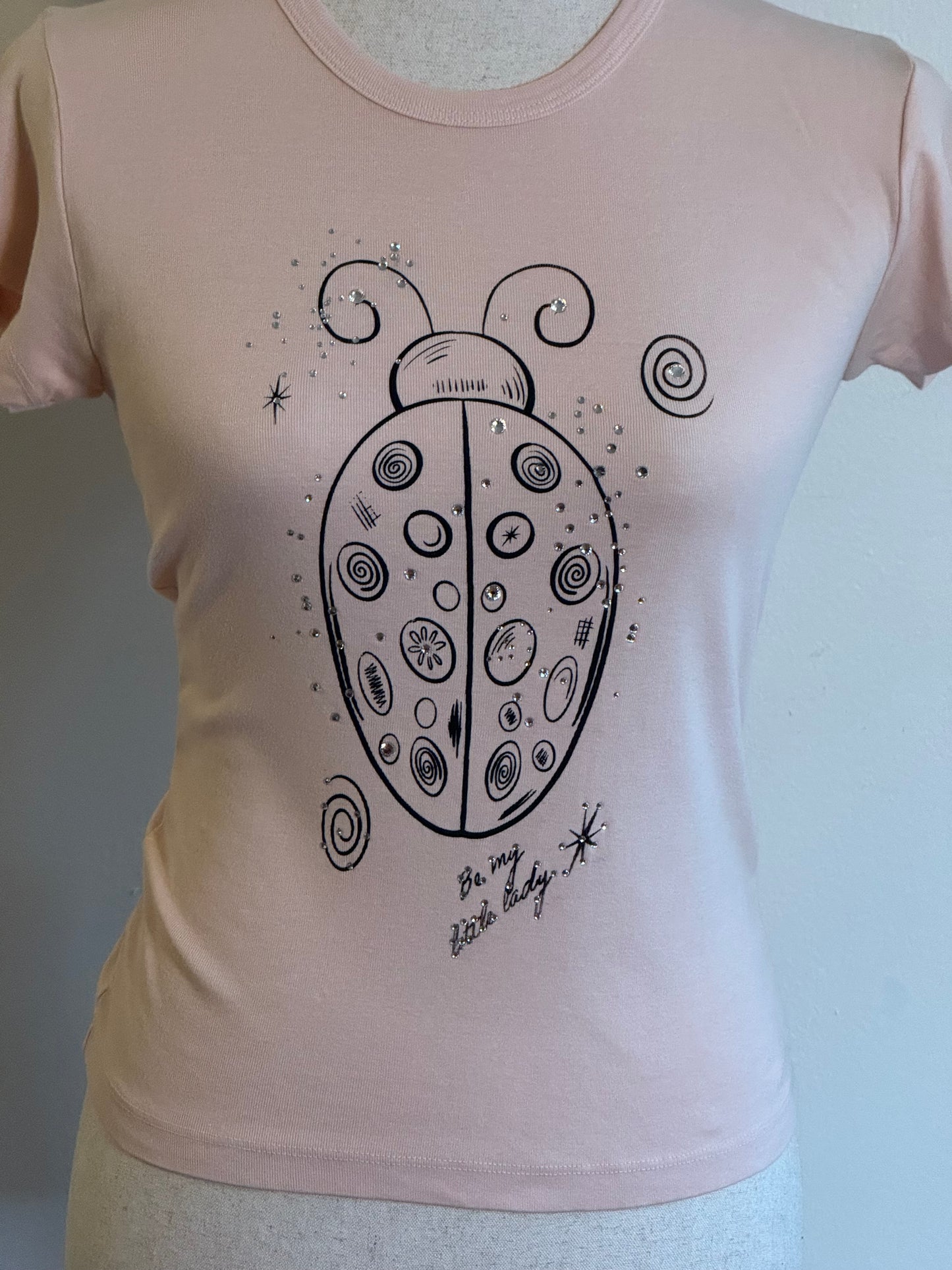 “Be My Little Lady” Pink Rhinestone Ladybug Tee