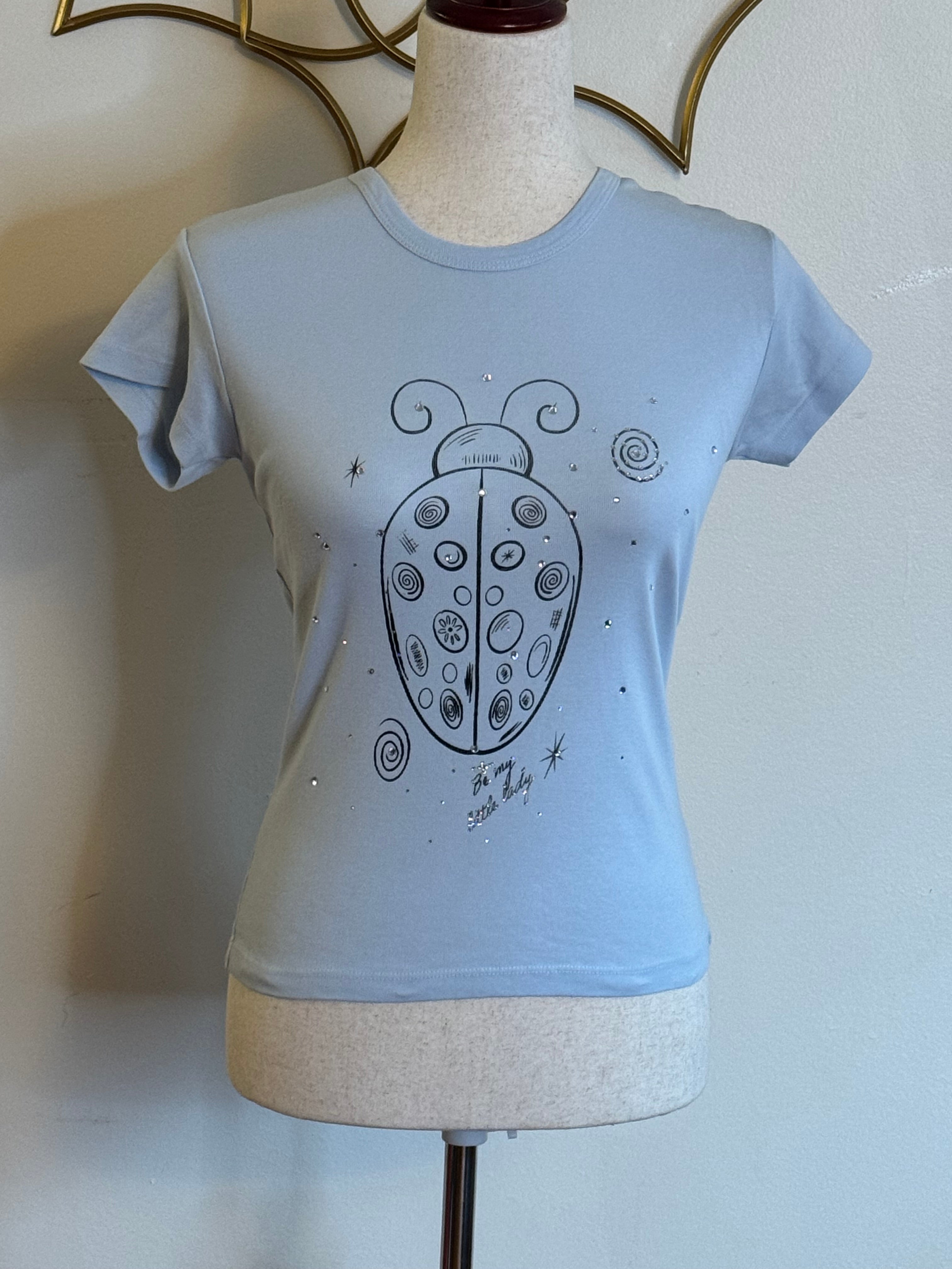 “Be My Little Lady” Blue Rhinestone Ladybug Tee