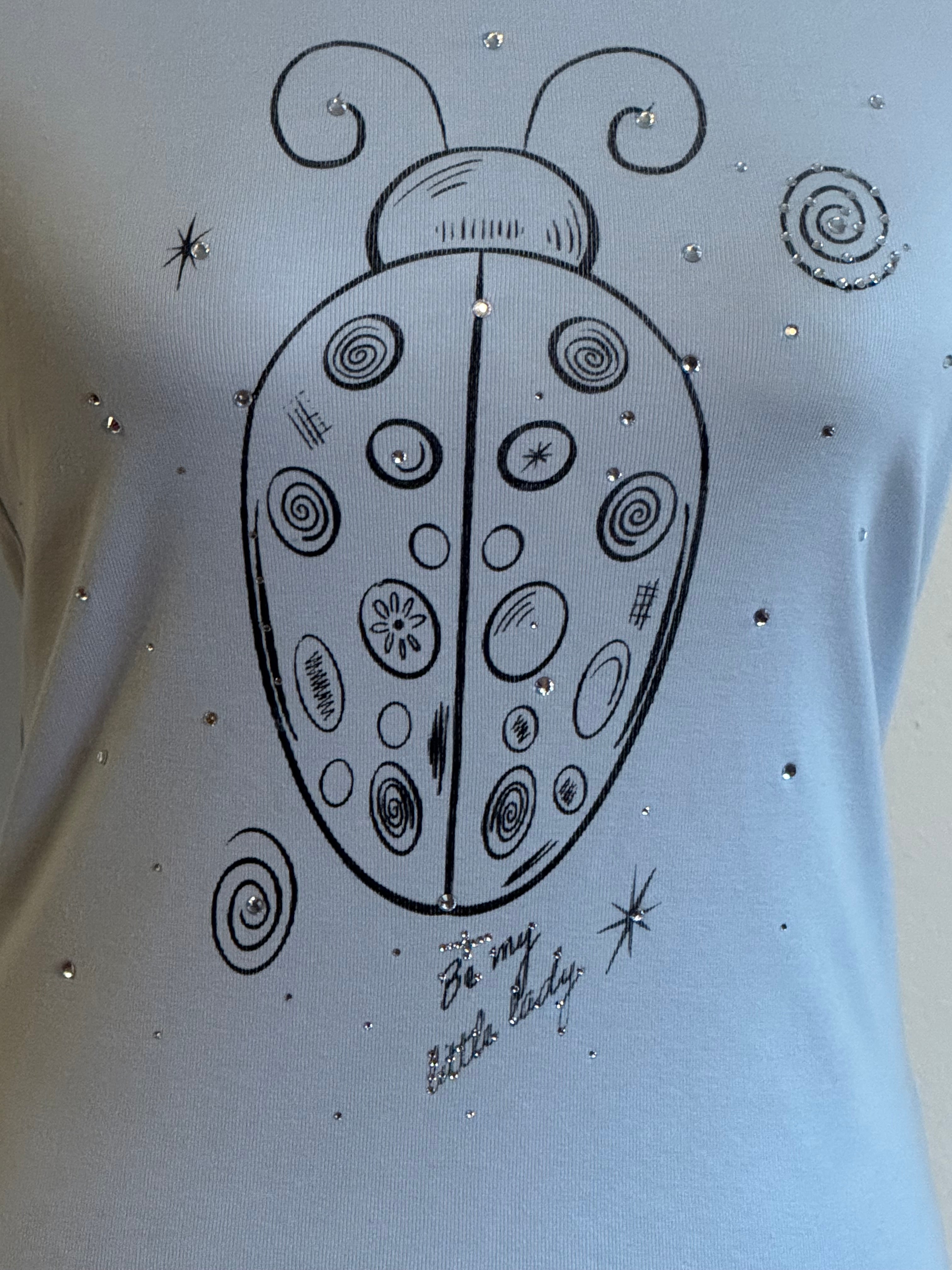 “Be My Little Lady” Blue Rhinestone Ladybug Tee