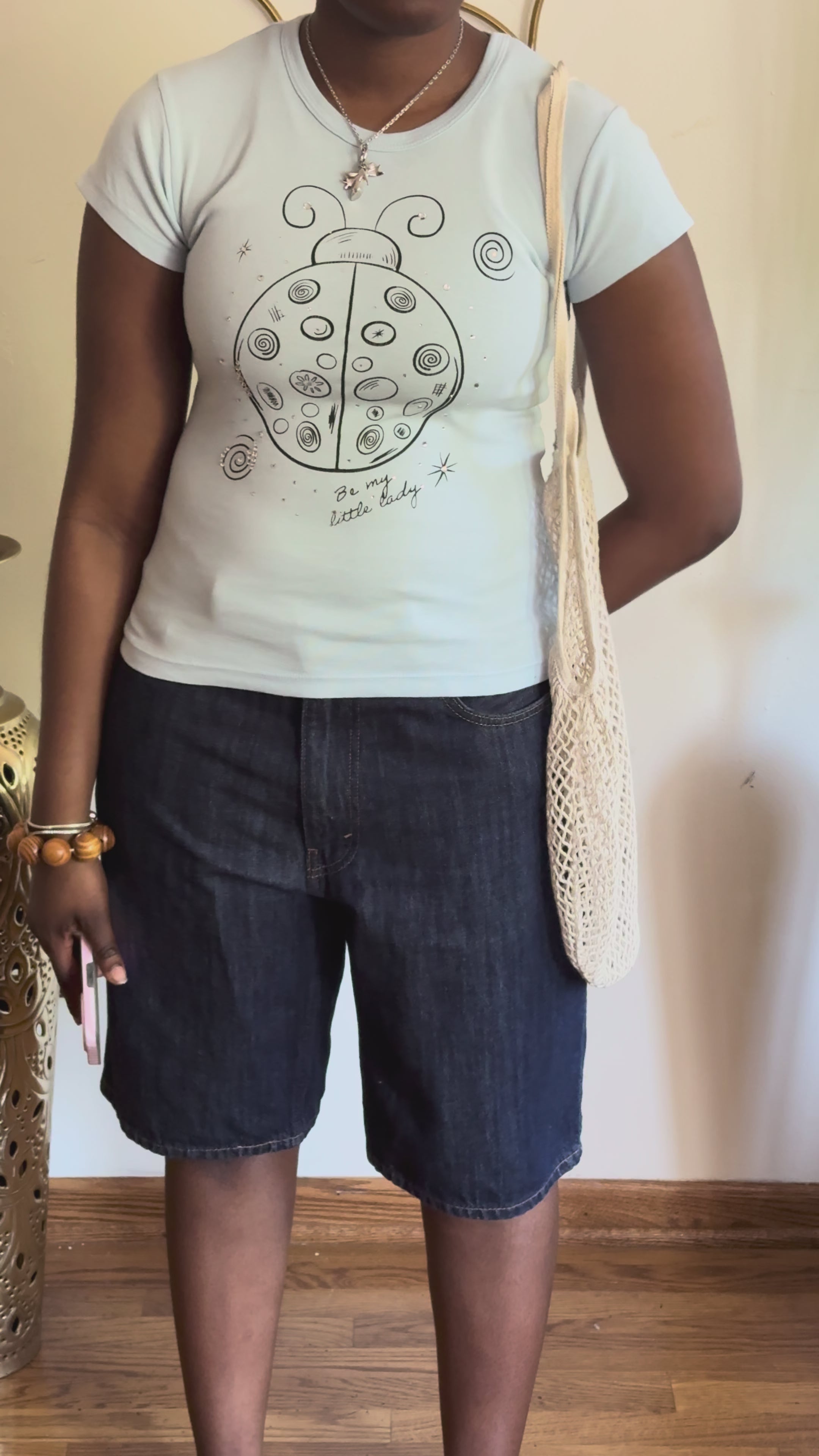 “Be My Little Lady” Blue Rhinestone Ladybug Tee